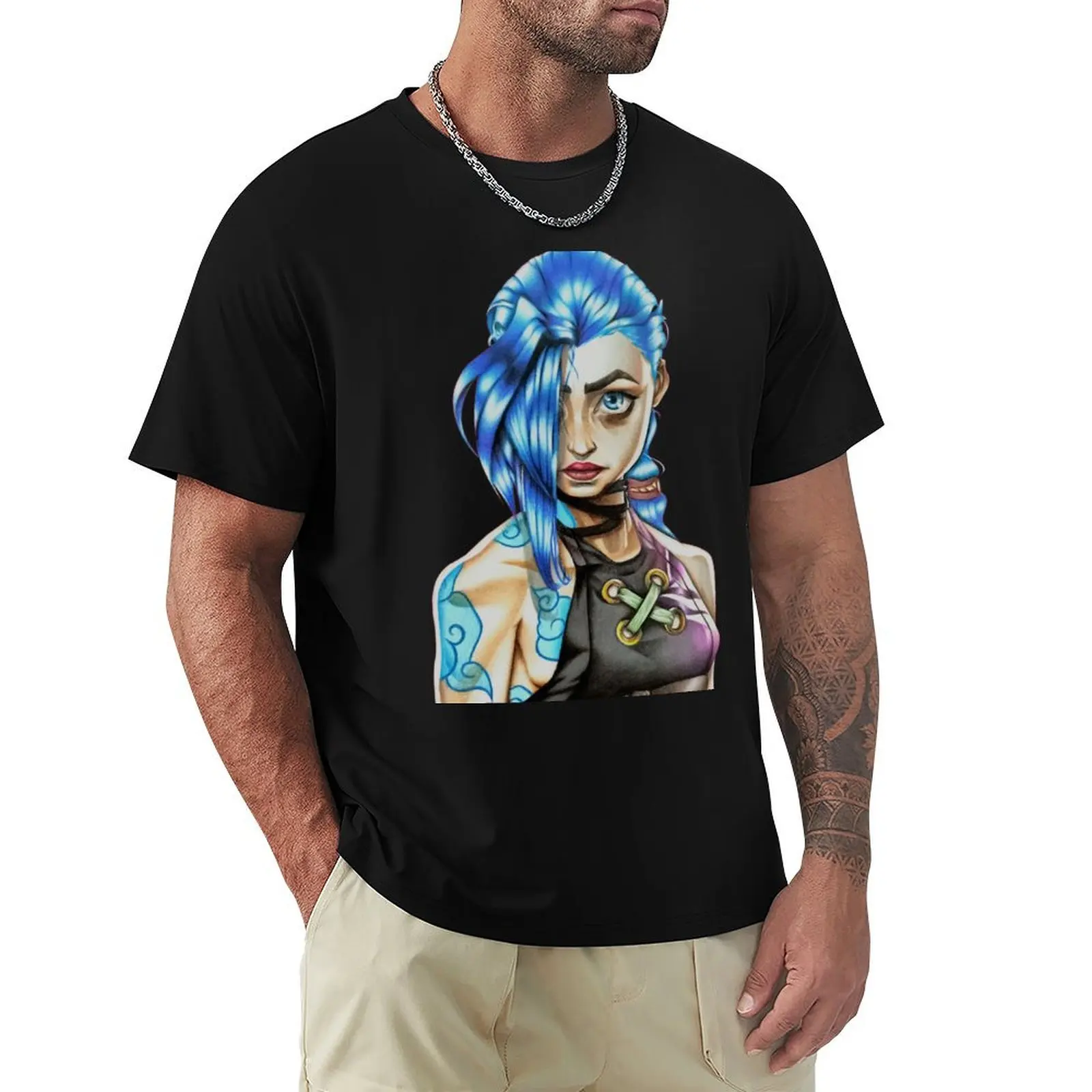

Blue Hair Woman T-Shirt funny shirt cotton for a boy Blouse man t shirt Men's t-shirts