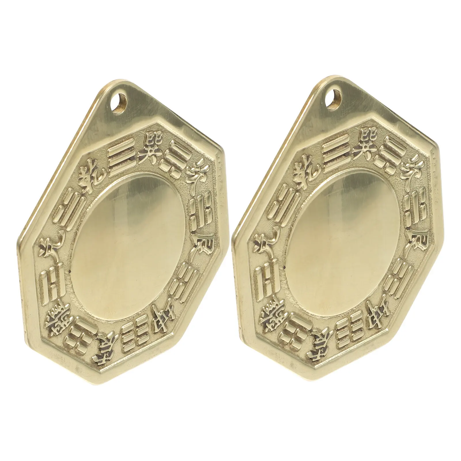2Pcs Copper Bagua Mirror Traditional Chinese Eight Diagrams Mirror Home Decoration Exorcism Ornament Blessing Pendant Wall