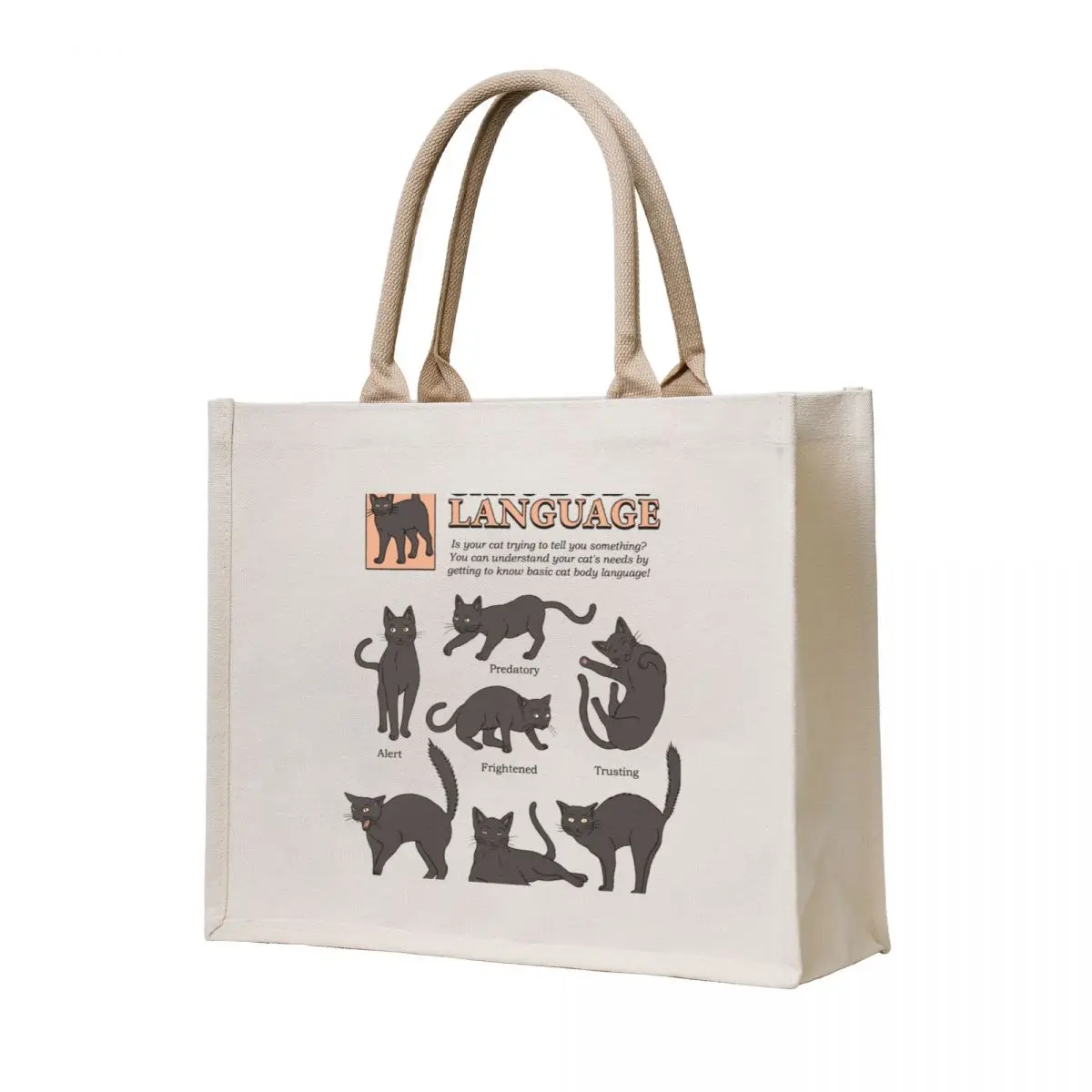 

Cats Body Language Tote Bag large size bags shopper bags tote bag canvas custom tote bag