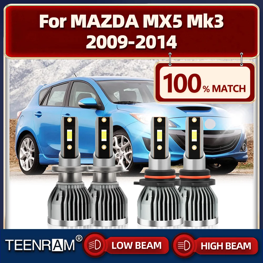 

LED Headlight Bulbs 40000LM High Low Beam 6000K White Car Headlamps 12V For MAZDA MX5 Mk3 2009 2010 2011 2012 2013 2014