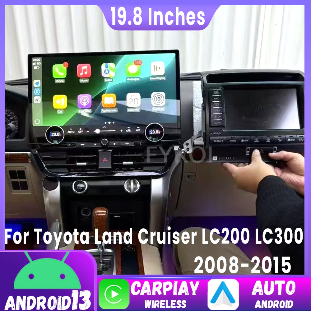 

Android 13 19,8 "для Toyota Land Cruiser LC200 LC300 2008-2015 автомобильные интеллектуальные системы CarPlay GPS-навигация стерео HU 4G WIFI