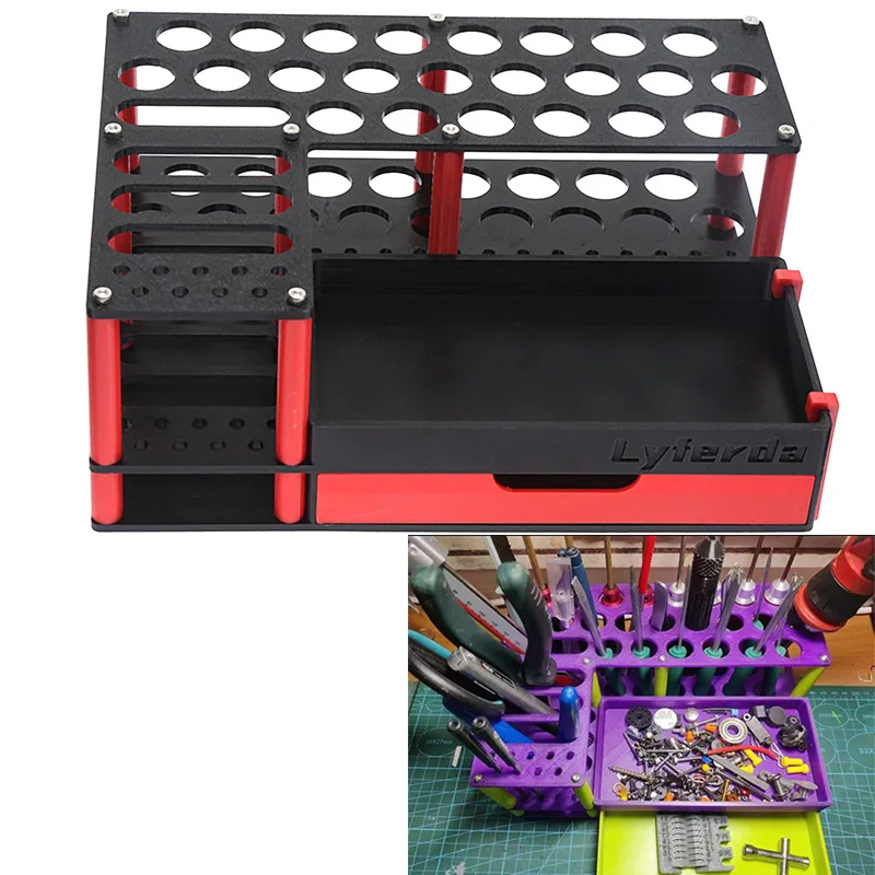 Rack di stoccaggio per strumenti di riparazione modello RC |     Supporto per il riempimento dell'olio dell'ammortizzatore + porta cacciavite e cassetta degli attrezzi |     Adatto per auto telecomandate/modelli di barche/modelli di aerei