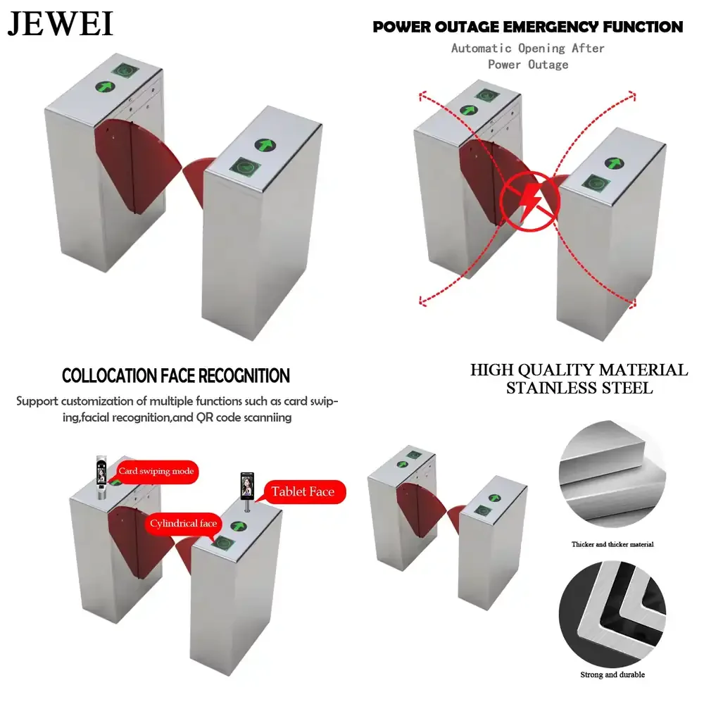 JEWEI Barrier Gate Flap Turnstile for Financial Institutions