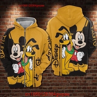 Mickey Mouse And Pluto Movies Disney Over Print 3D Hoodie Zip Hoodie Disney Hoodie Men's Women's Design Pullover