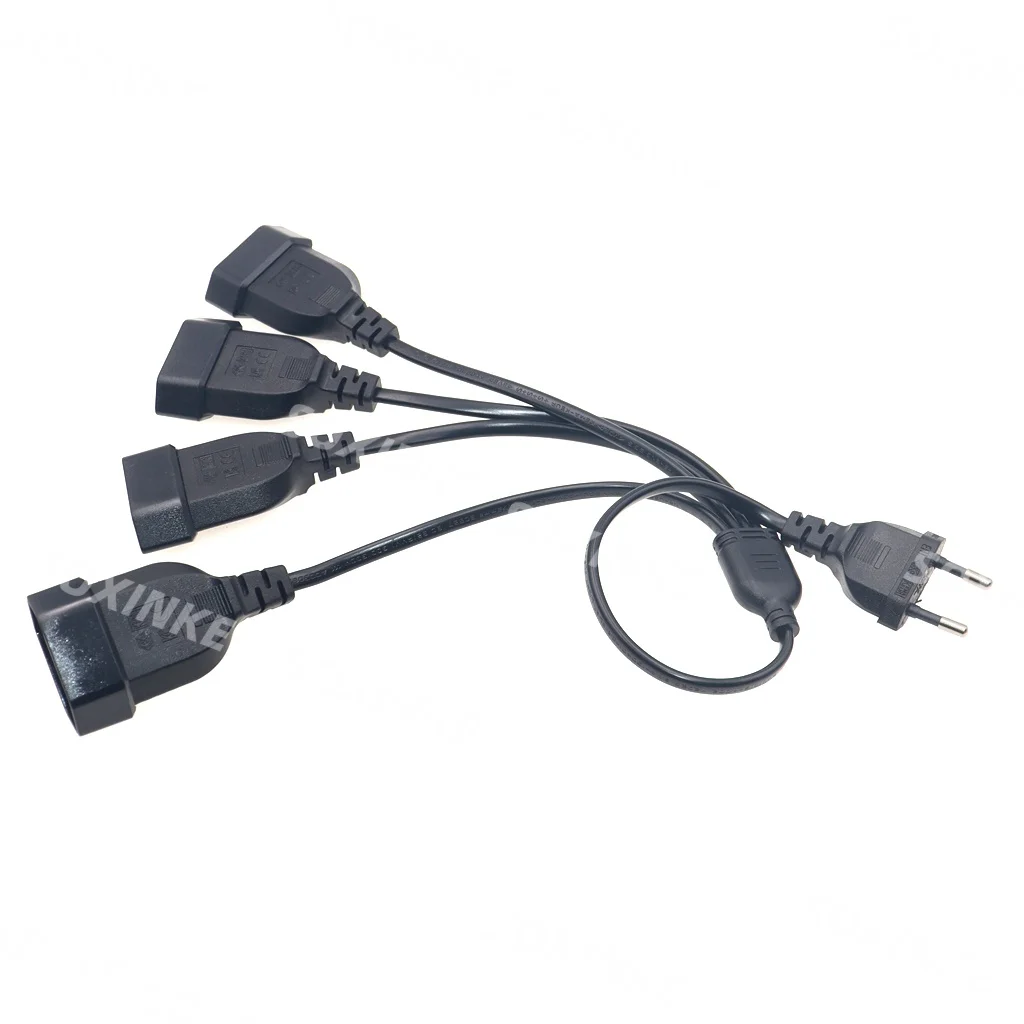 EU CEE7/16 Male to Female Dual Output,2 Ways Outlet Extension Cord European 2 Prong M/F Power Splitter Cable.