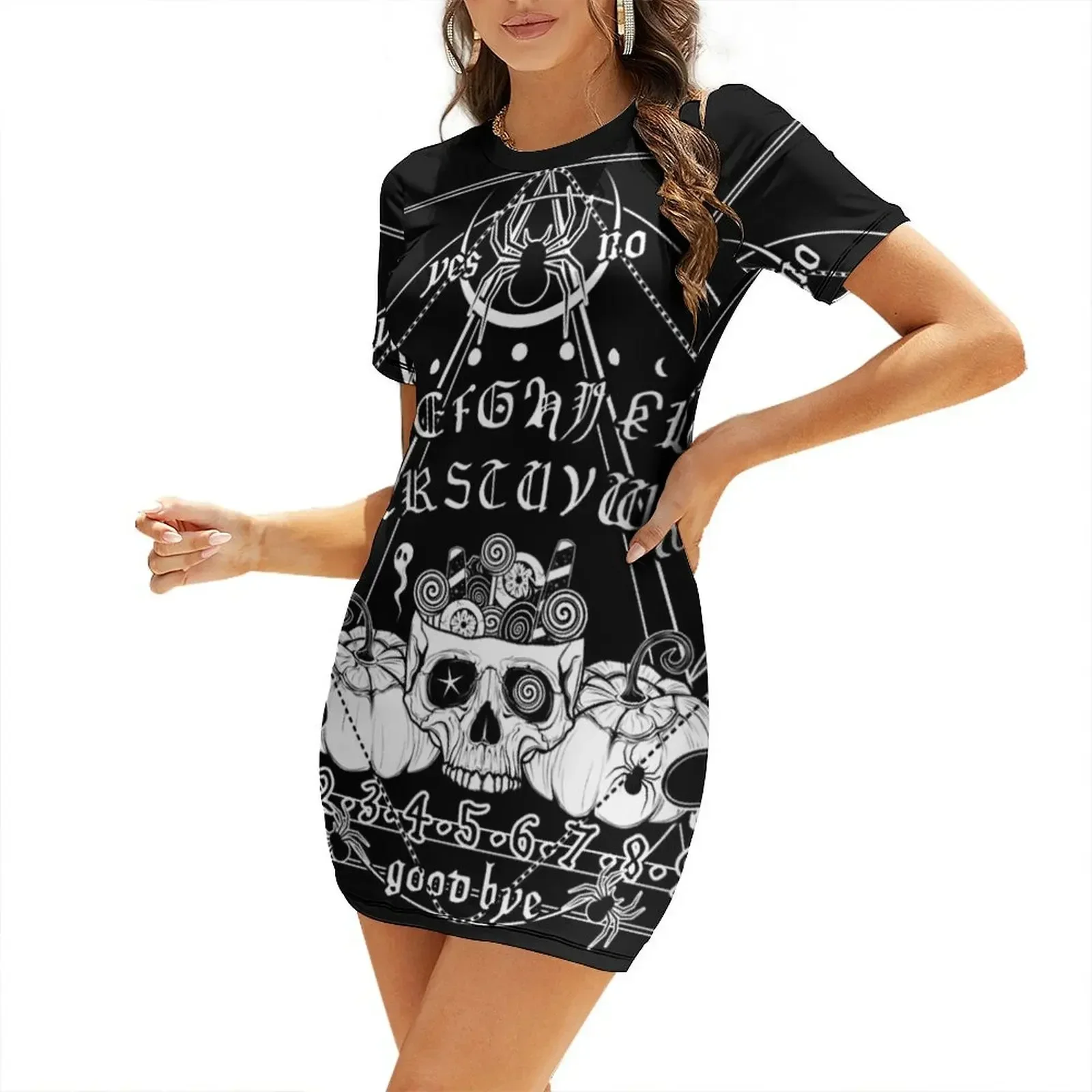 

Halloween Spirit Board Short-Sleeved Dress birthday dress for women luxury woman evening dress