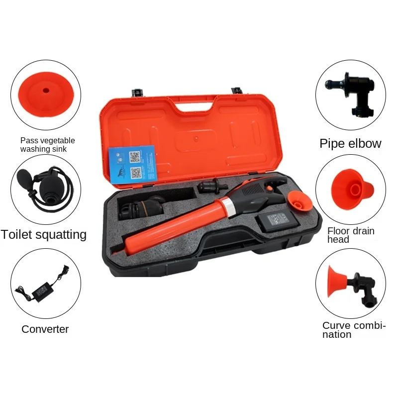 Electric Inflatable Kitchen and Toilet Sewer Pipe Blockage Drainage Facility Plunger High Pressure Household Tools