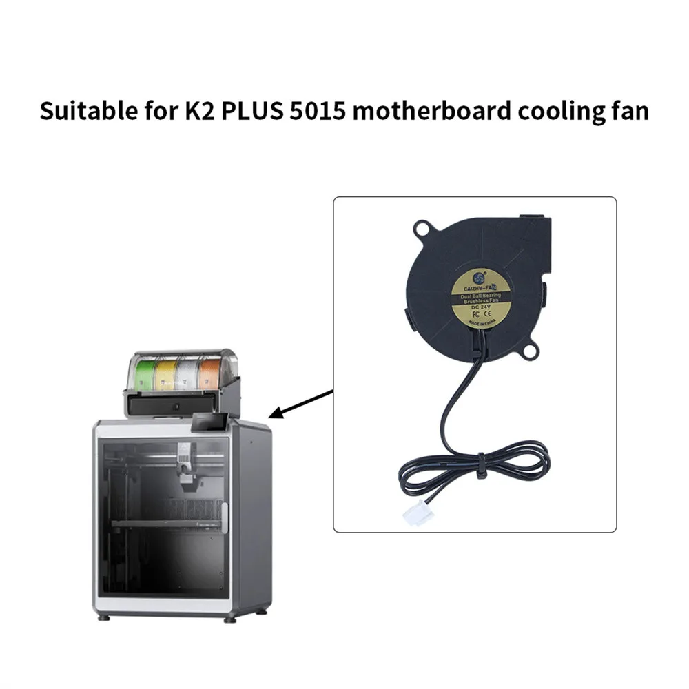 1 PCS 3D เครื่องพิมพ์พัดลมระบายความร้อน, สําหรับ Creality K2 Plus 5015 Dual Ball Bearing Brushless 24V เมนบอร์ดพัดลมระบายความร้อนสําหรับ K2 PLUS พัดลม