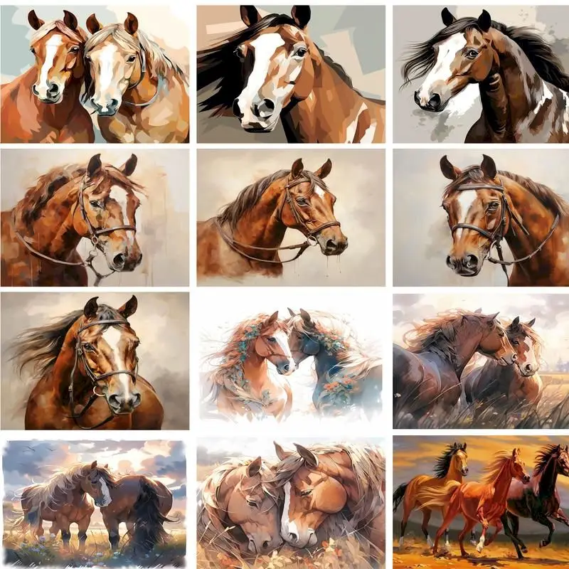 

GATYZTORY Acrylic Paint By Number For Adults Horse Animal Paint By Numbers For Beginner Art Numbers Painting Home Wall Decor Gif