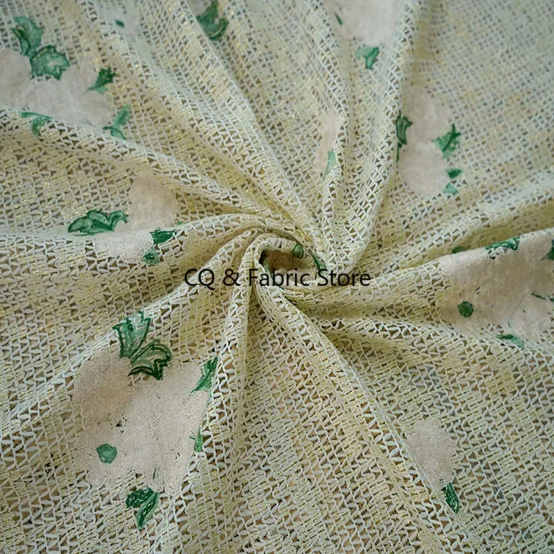 New Vintage Embroidery Lace Fabric Slightly Transparent Women's Spring And Summer Dress Skirt Elegant Women's Clothing Fabric