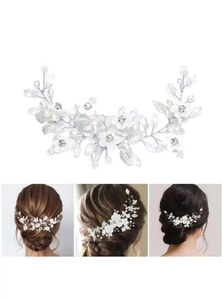 

31BB Handmade Flower Hairpiece Elegant Wedding Hairpiece Bridal Headbands