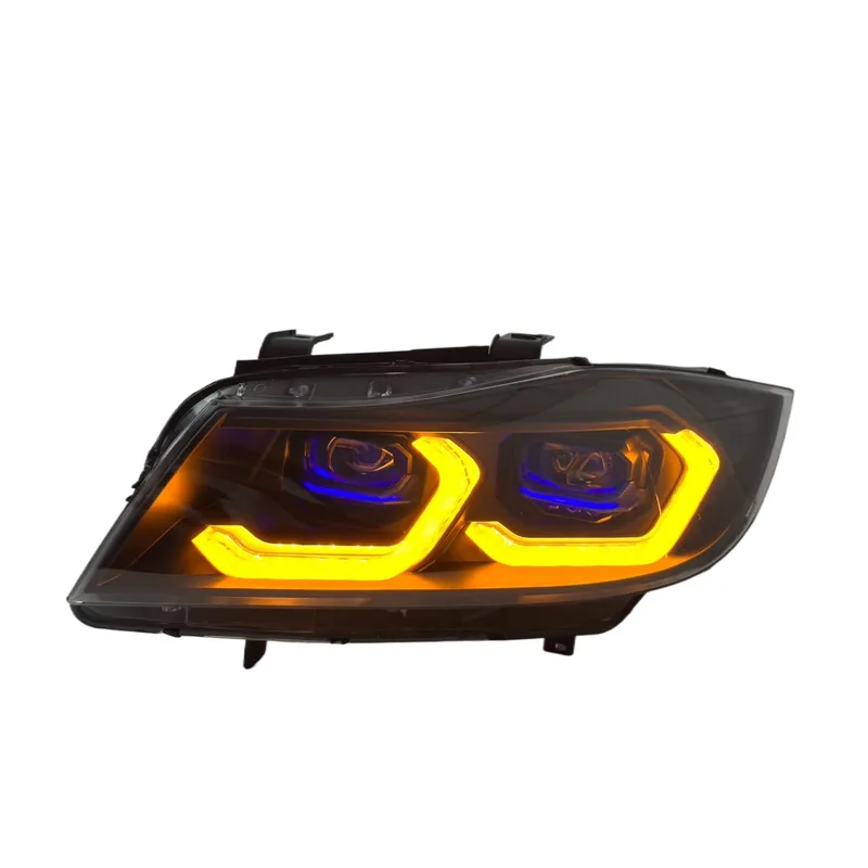 Suitable for 05-12 (B-M-W) 3 Series E90 Headlight Assembly, 3 Series Old to New LED Lens Daytime Running Light Steering