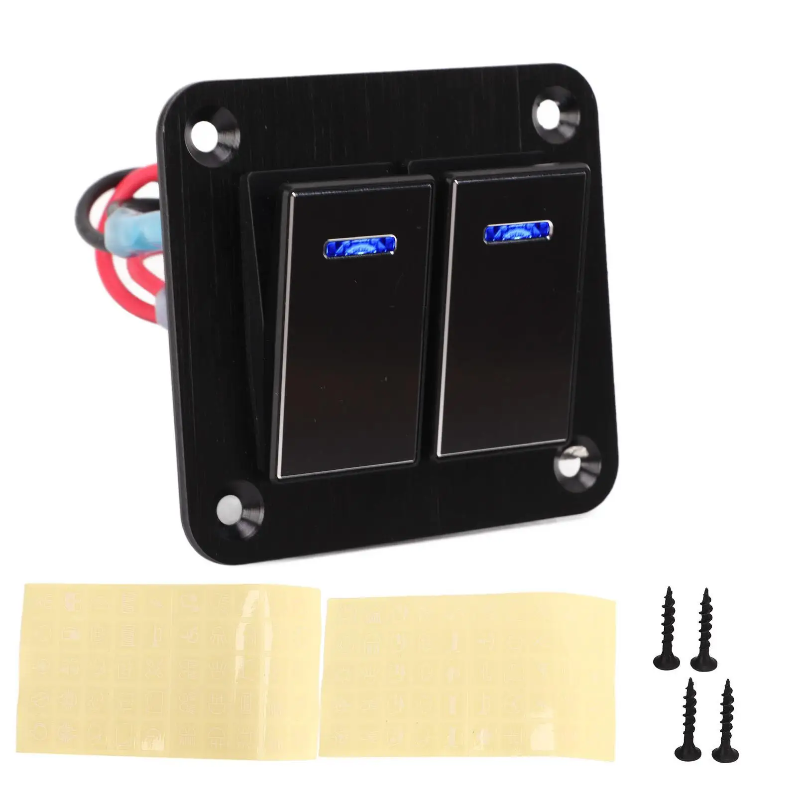 

for marine Rocker Switch Panel Blue Backlit Universal Aluminum Alloy Anodize Black 3PIN Pre Wired Toggle Switch for car for bus