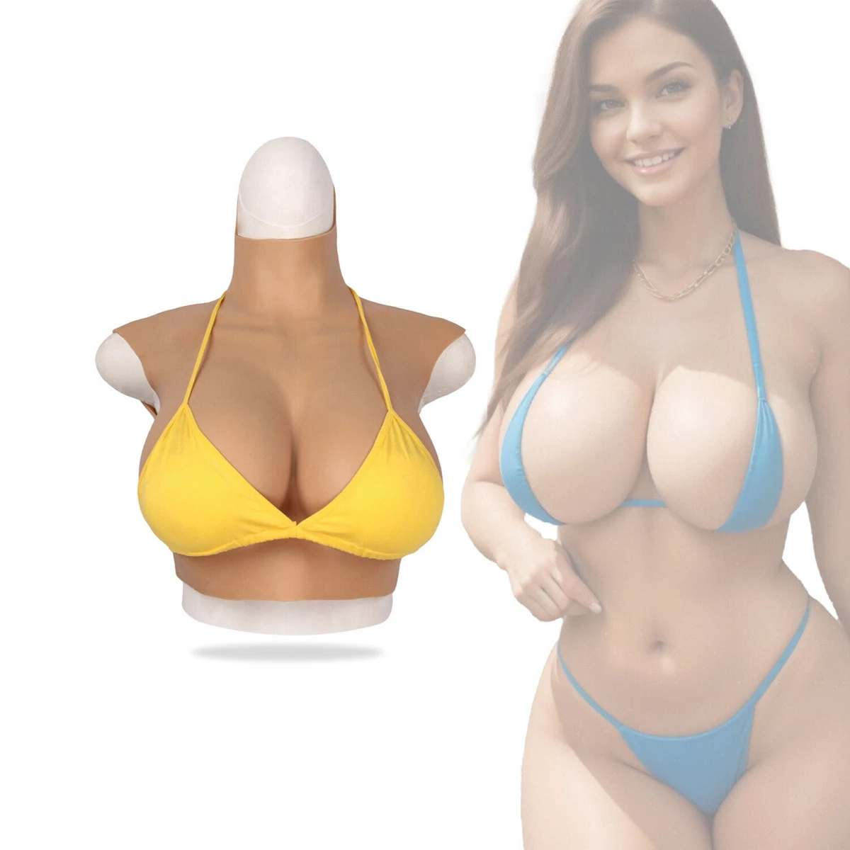 Realistic Silicone Breast Forms Fake Boobs A-G Cup Breast Plate Male to Female for Crossdresser Transgender Sissy DQ