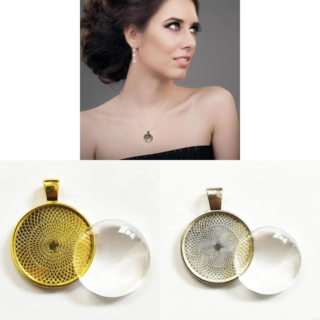 

10 Set Round Pendant Trays 25mm Bezel Base Pendant Hand-Making Accessories Y08E