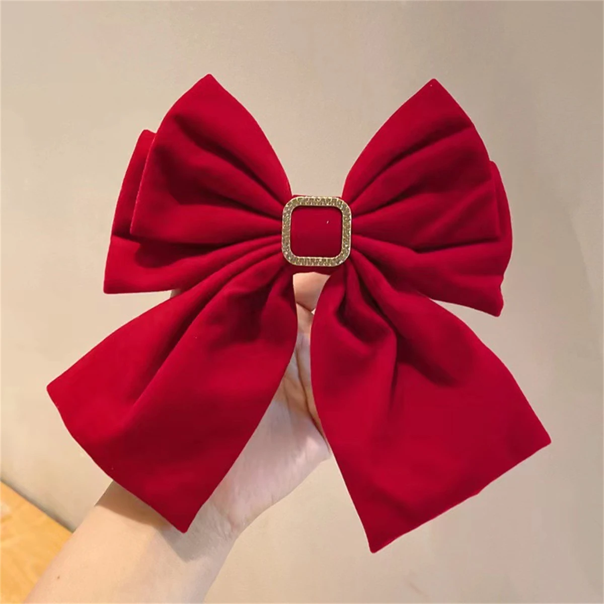 2 ladies spring new red and black big bow back head spring clip Top clip hair accessories all matching spring clip