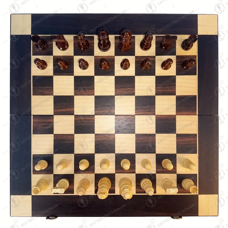 

1Set 15 Inch Premium Wooden Magnetic Chess Set Foldable Portable for Home Travel Outdoor Games