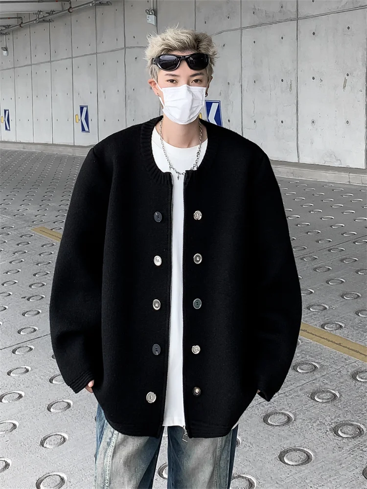 

Мужской вязаный кардиган Lu Life: утепленный, модный, осенне-зимний, из корейского оленьего бархата, на пуговицах, в стиле Lazy Sle