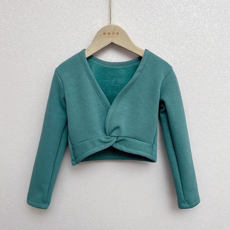 

Осенне-зимние балетные кардиганы с запахом для девочек, детские мягкие флисовые и утолщенные танцевальные трико с длинными рукавами, теплые балетки-кроссоверы