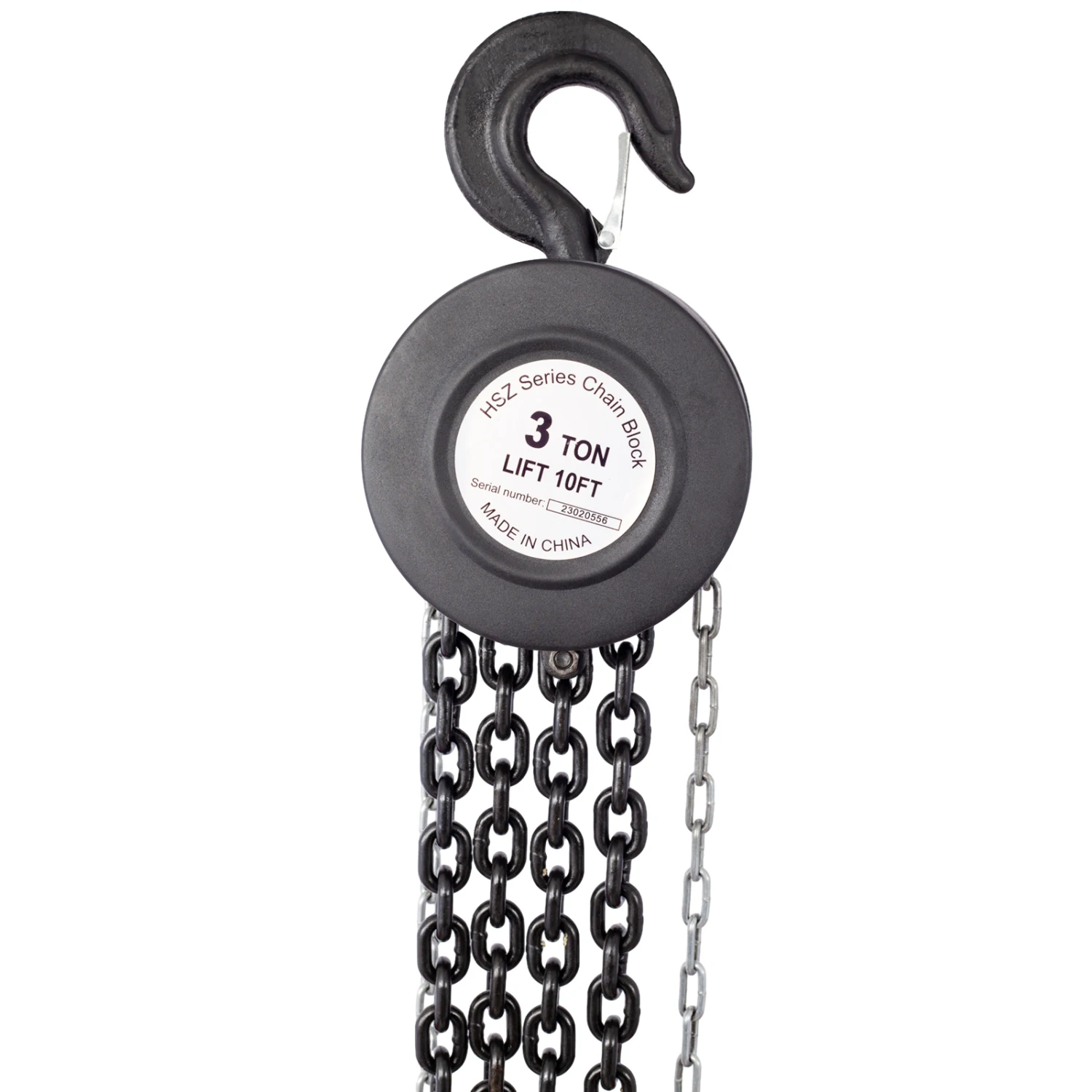 Chain Hoist 4400lbs 2T Capacity 10ft with Heavy Duty Hooks - Manual Steel Construction, Black