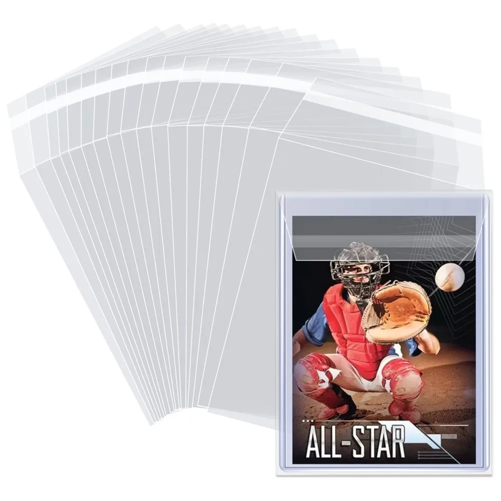 300PCS Resealable Clear Card Sleeves Team Bags For toploaders Protective Trading Baseball SportsGame Photo Card Protector Holder