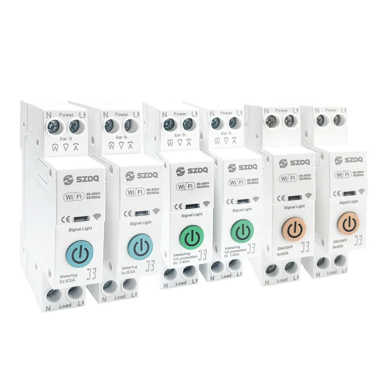 WiFi smart circuit breaker with metering switch, overvoltage and undervoltage protection, remote control by mobile phone, timing
