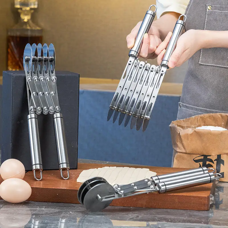 قابل للسحب الفولاذ المقاوم للصدأ البيتزا متعددة العجلات سكين بسيط المنزل المطبخ الخبز أداة الخبز فطيرة البيتزا سكين أدوات القطع #1