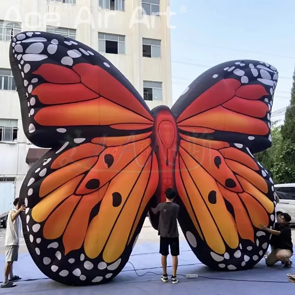 Mariposa inflable gigante personalizada para actuaciones escénicas de festivales para decoración de exhibición publicitaria