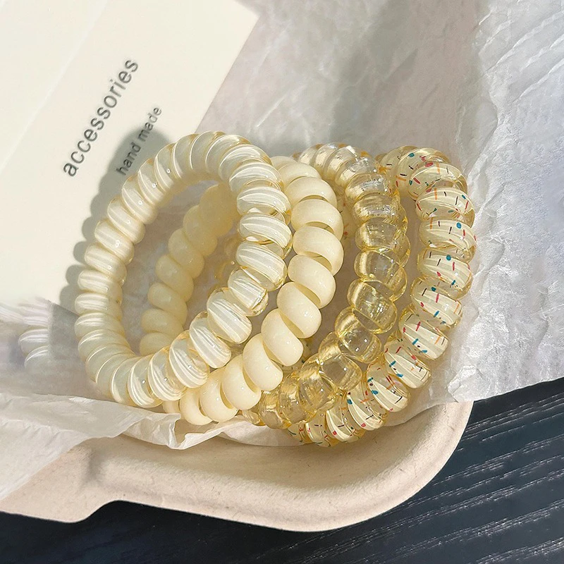 20 Stück Transparente Gummibänder mit Punktmuster in Zufallsfarben für den täglichen Gebrauch von Damen – Detail 6