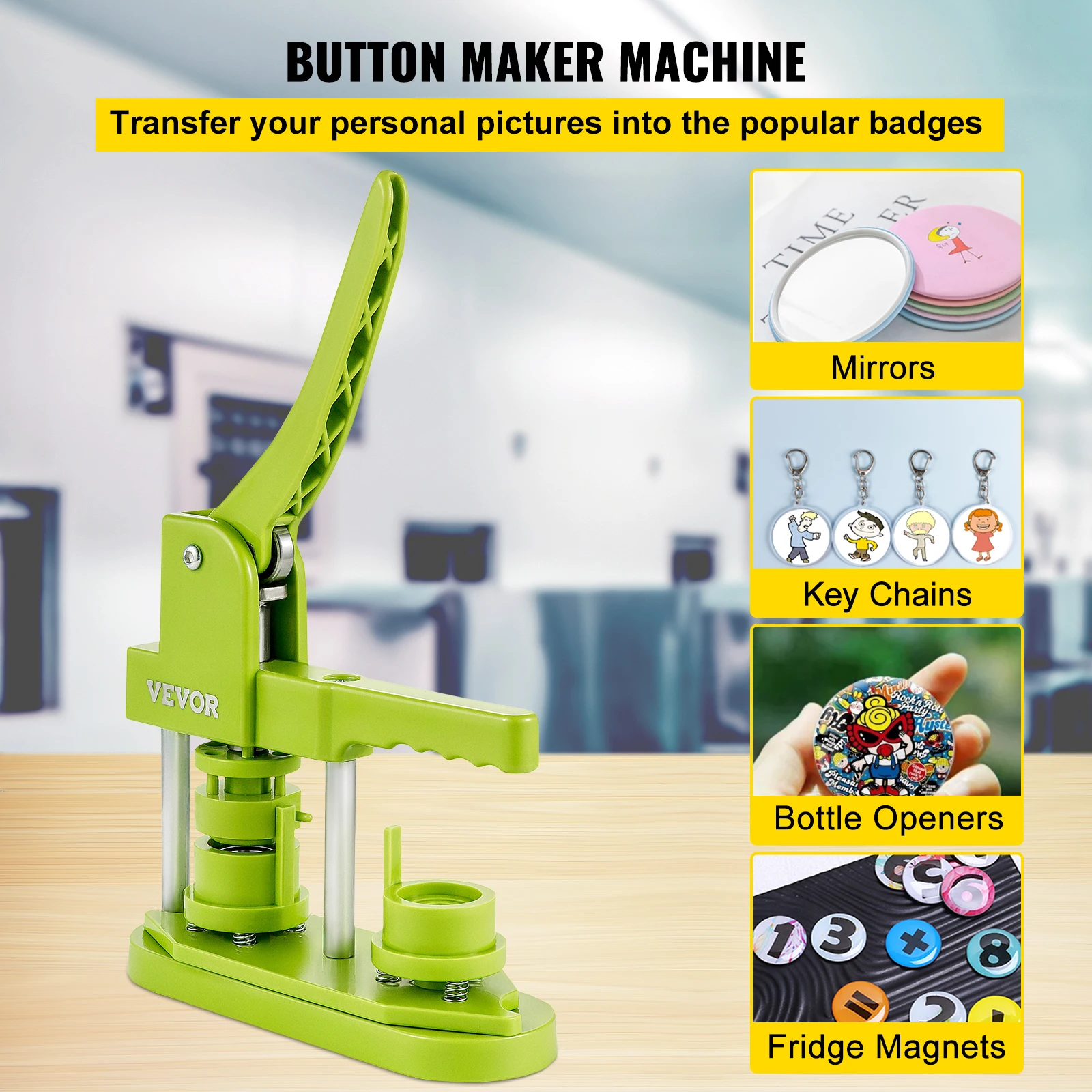 VEVOR 25MM 58MM macchina per la creazione di bottoni per Badge spille fai da te strumento per la produzione di presse con parti di pulsanti da 500 o 1000 pezzi e taglierina circolare