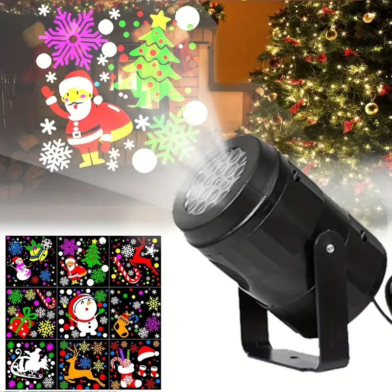 1/2/4PCS USB Powered Christmas Projection Lights 16 Pattern with 270° Rotating LED Stage Light for Festive Party Christmas Decor
