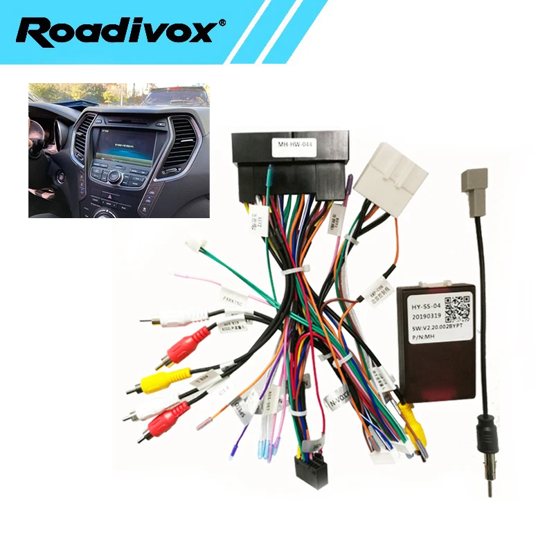 Car Radio Wire Harness Power Adapter Canbus For Hyundai Santa fe SantaFe IX45  16pin Android Stereo Video GPS Cable Connector
