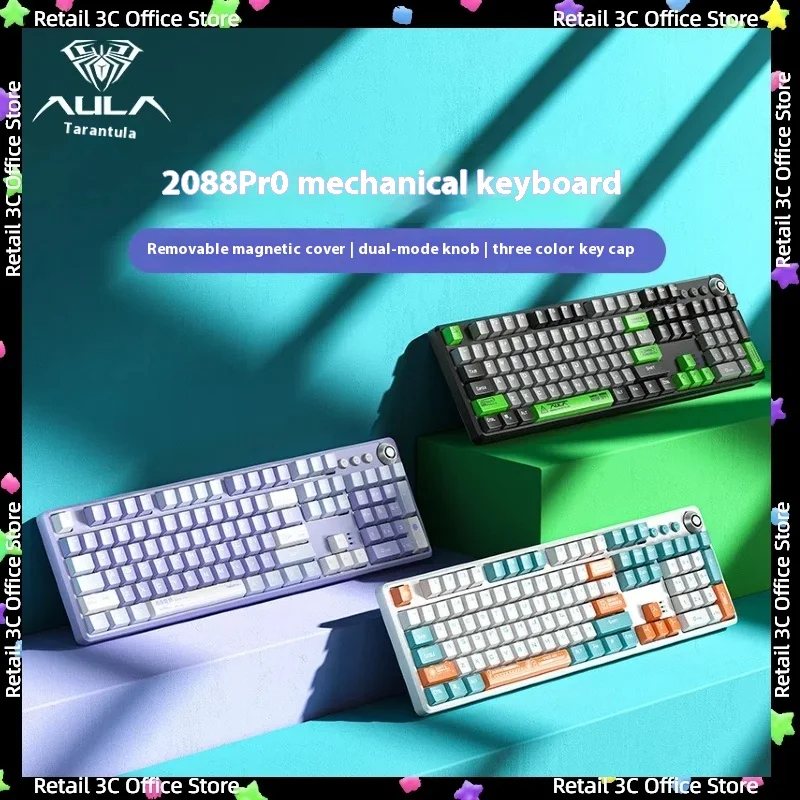 

Aula F2088 Pro Wired Mechanical Keyboard 104 Keys Full Key Rollover Hot Swappable Rgb Backlight Mixed Light Gaming Keyboard Gift