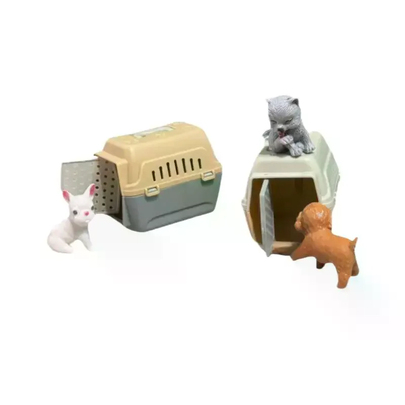 2/4 szt. Realistyczna Mini Klatka dla Psa i Kota z Drzwiczkami Miniaturowy Domek dla Zwierząt dla Lalek Akcesoria dla Lalek Mini Obywatelstwo dla Zwierząt