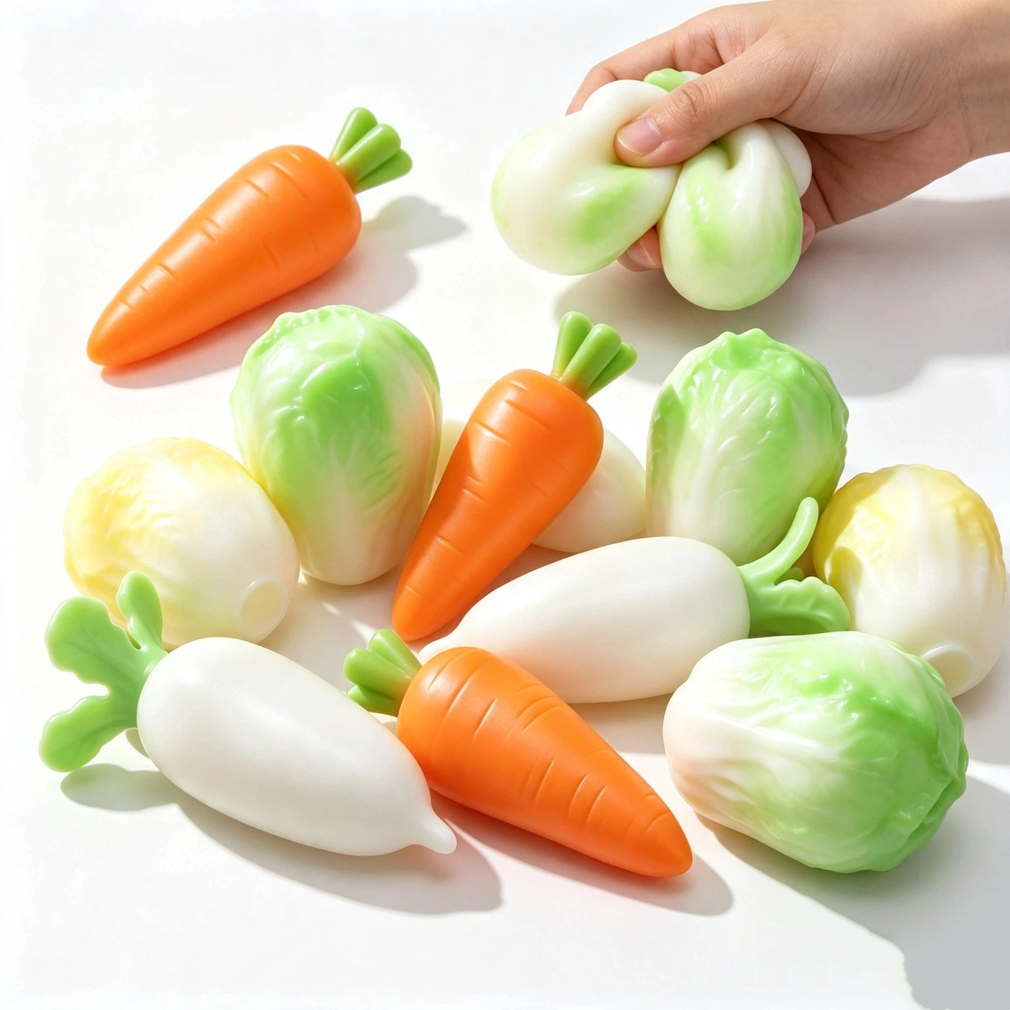 Simulation Vegetable Stress Relief Toy Slow Rebound Chinese Cabbage Carrot White Radish Fidget Squeeze Toy