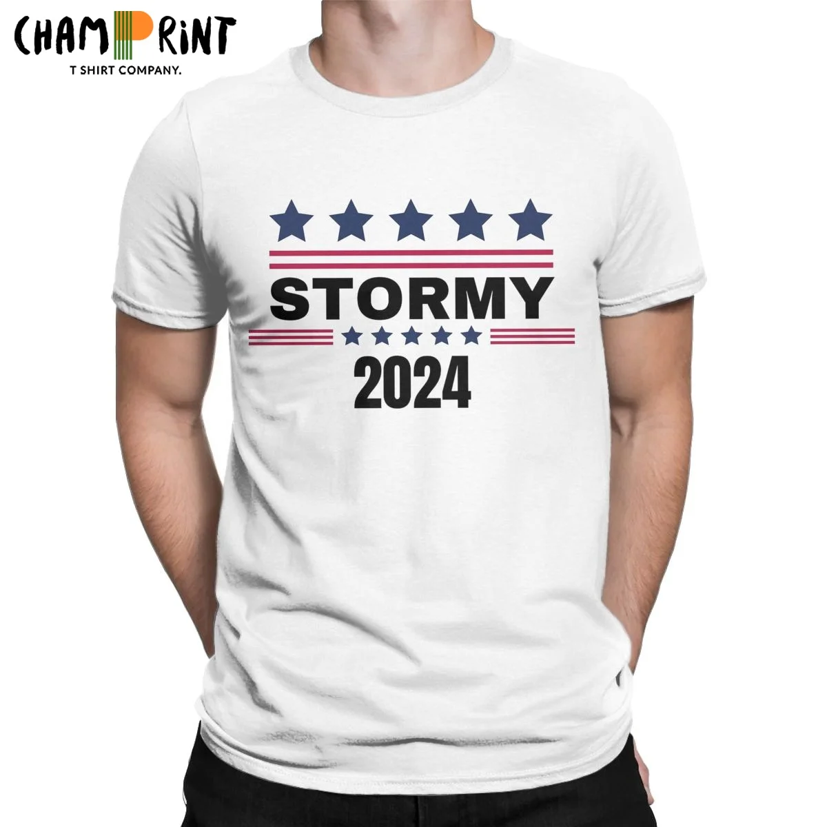 Men T-Shirt Stormy Daniels Trump America Leisure Cotton Tee Shirt Short Sleeve Political T Shirts Round Neck Clothing Plus Size