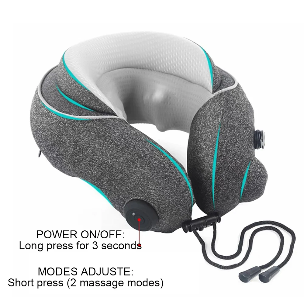 Travel Neck Pillow/Electric Cervical and Neck Massager Kneading Neck Support Inflation Pillow Cervical Neck Massager For Neck