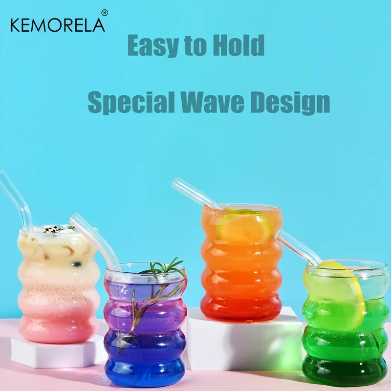 1/2PCS Of Wave Cups with Straws Suitable for Iced Coffee Juice Milk Four Seasons Drinking Water Cup Cute Caterpillar Cups view 5