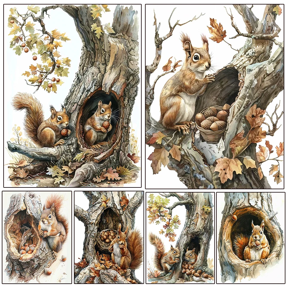 

New Diamond Embroidery Cute Squirrel Landscape Embroidery 5D DIY Diamond Painting Full Round Square Mosaic Home Decoration