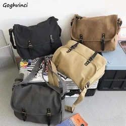 Bolsas tiracolo vintage masculinas, bolsas de casal casuais, moda japonesa de ombro em lona, viagem e escritório simples, novas polegadas, 4 cores