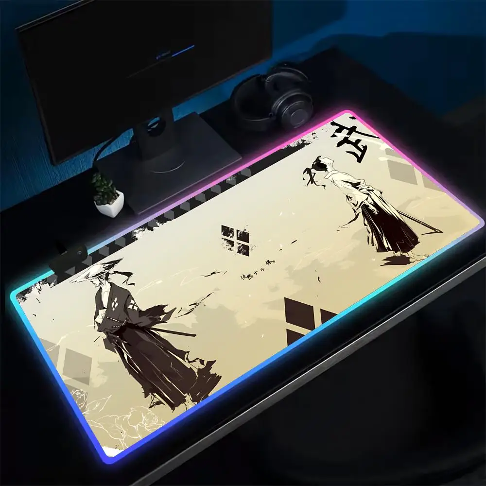

Anime Samurai Champloo Mouse Pad Anime Gaming Mouse Pad LED Table Pads Backlit Rubber Desktop XXL RGB Desk Mats