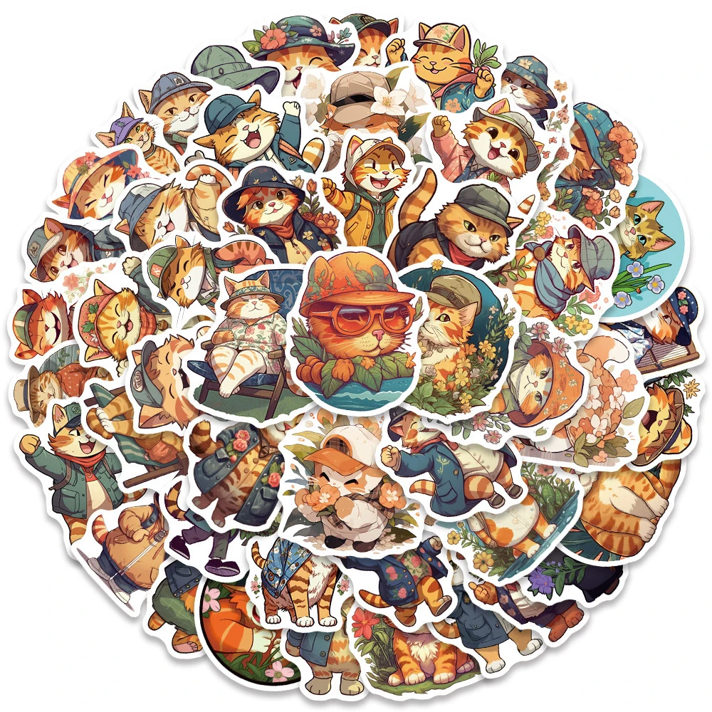 

10/30/50pcs Cute Cartoon Orange Cat Stickers Kawaii Animal Graffiti Sticker Waterproof DIY Water Bottle Guitar Phone Decals Toy