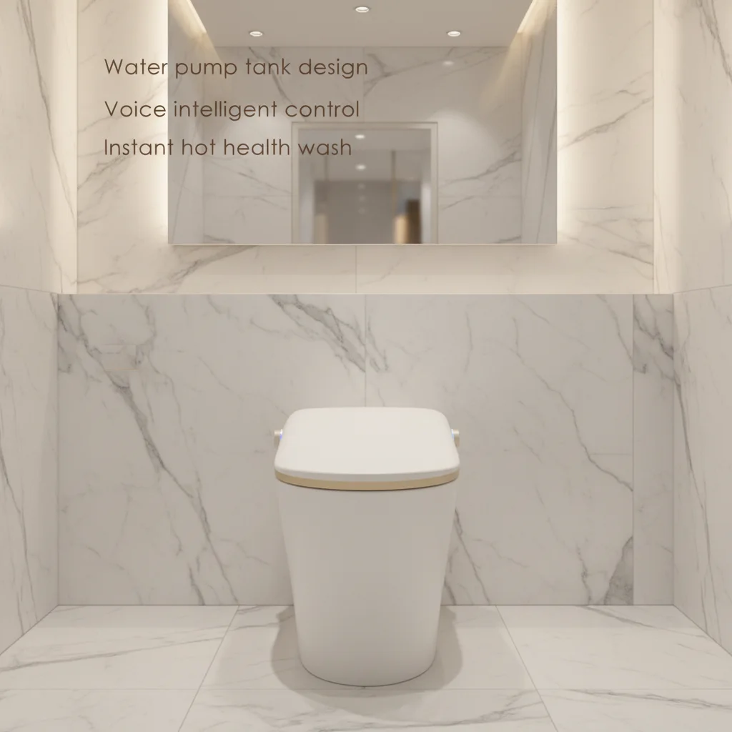 Bathroom Smart Toilet with Dual-Flush Automatic Flushing Remote Control P-trap Drainage Heated Seat Bidet Functions Ceramic