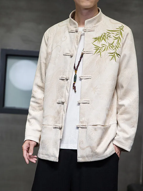 

Новая китайская мужская одежда Jaet, молодежная модная верхняя одежда с вышивкой, одежда в стиле ретро Zen, воротник-стойка, длинный свек, осень-зима