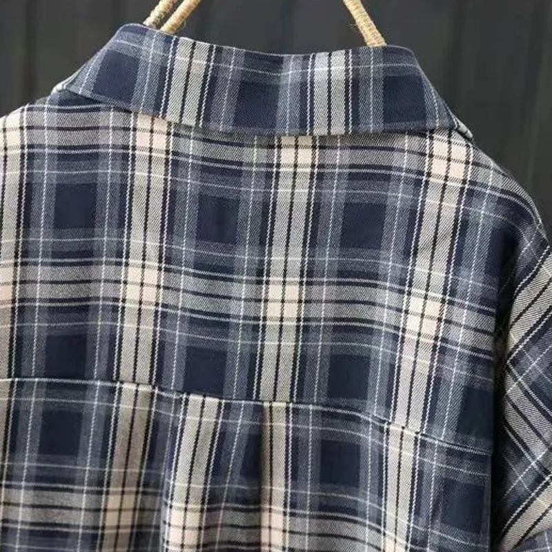 Fashion Woman 2025 Stylish Women's Shirts Women's Buttoned Shirt Summer Clothes Vintage Blouse Japanese Vintage Clothing Plaid