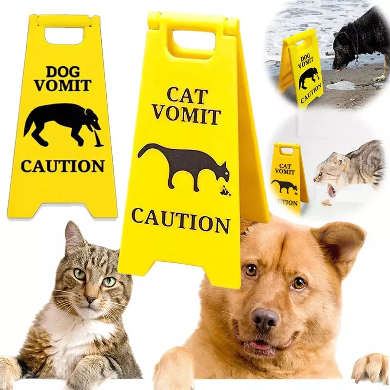 Creative Newest Cat And Dog Vomiting Sign Warning Decoration Funny Prank Cat And Dog Lovers Funny Gift Desktop Decoration