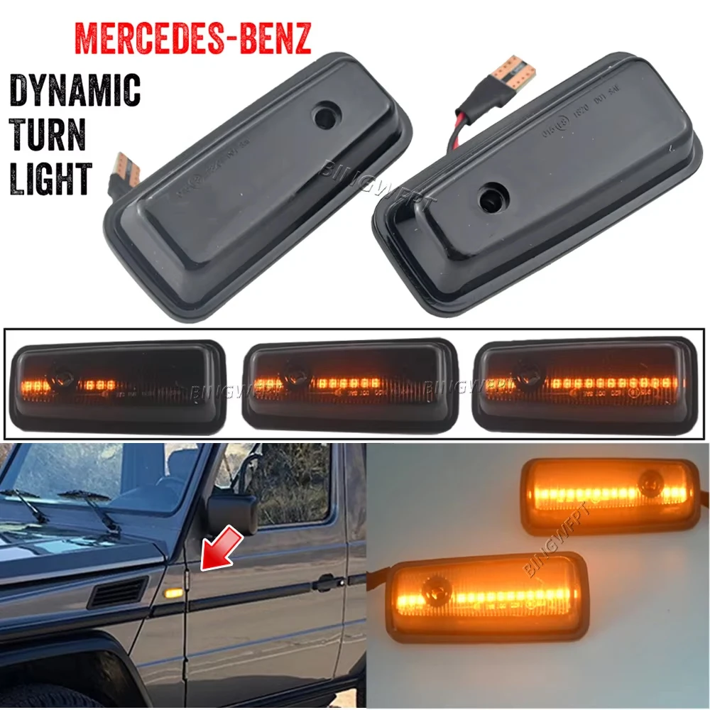 2PCS LED Dynamic Side Marker Repeater Light Turn Signal For Mercedes Benz G Class W463 W461 G500 G550 G55 G63 G65 1986-2002