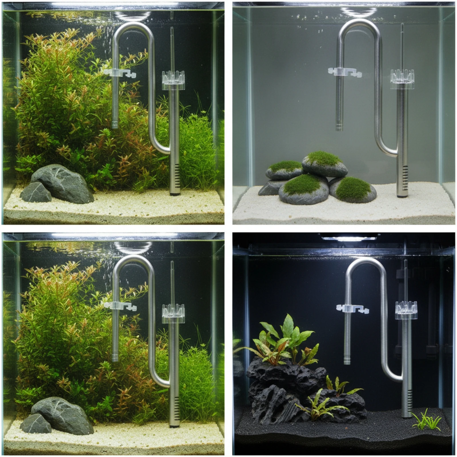 Aquarium Inlet Outlet Pipes 304 Stainless Steel Aquarium Inflow and Outflow Pipes Lily Pipe with Surface Skimmer Curved