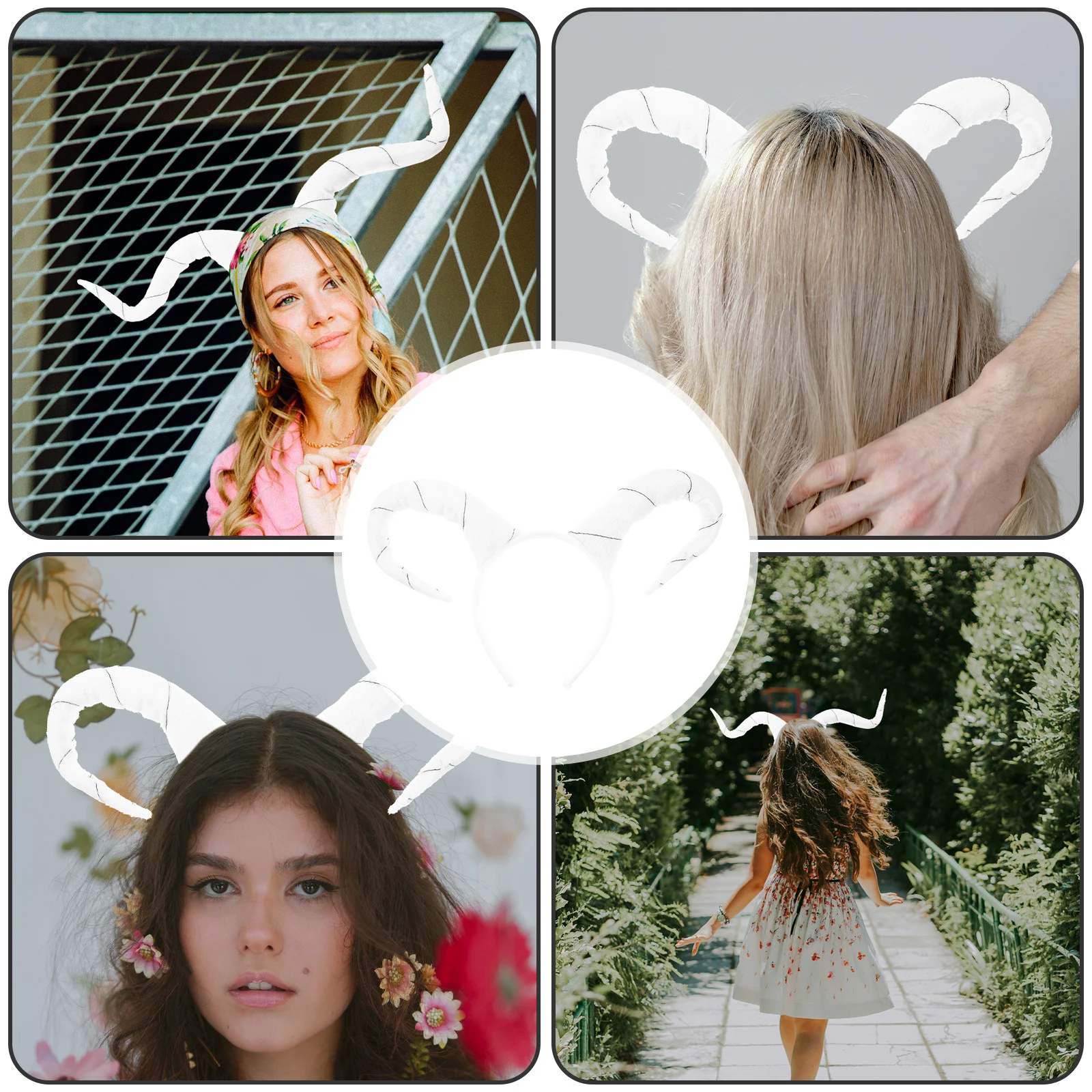 

Simulation Antelope Horn Hair Band White Premium Material Lightweight Easter Christmas Headwrap Exaggerated Headdress Party