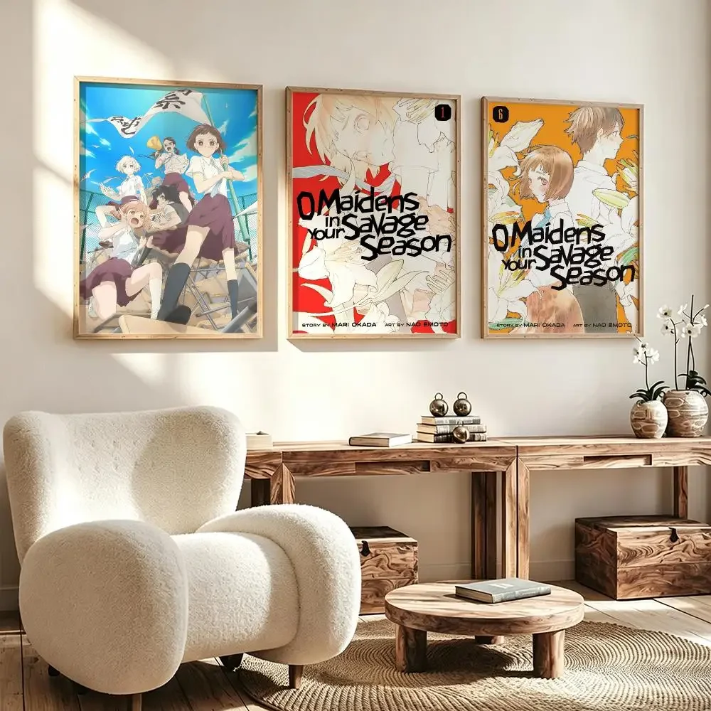 anime O Maidens in Your Savage Season HD Waterproof Self Adhesive Wall Art Print Decor for Bedroom Living Room Gift